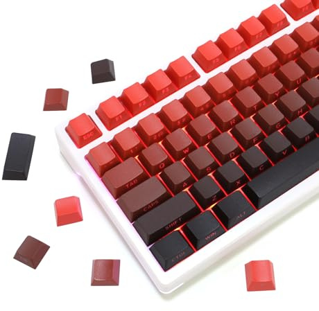 YOUSUOMASTER Red Gradient PBT Keycaps, Side Printed Keycap, 132 Keys PBT Doubleshot Shine Through Keycaps, Cherry Profile Custom Key Caps for Mx Switches Mechanical Gaming Keyboards