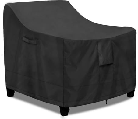 Générique Housse de Protection pour Chaises de Jardin et Fauteuils Empilables - Imperméable, Résistante aux UV et au Froid en Tissu Oxford 210D, Coupe-Vent pour Extérieur (Noir, 71×76×79cm)