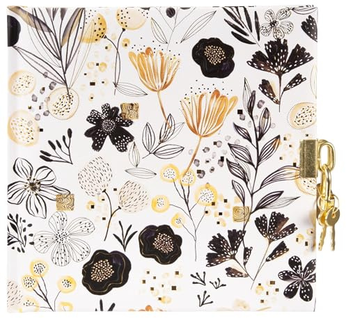 goldbuch 44 547 Tagebuch Botanicals, Teenietagebuch 16,5 x 16,5 x 1,5 cm | Diary mit weißem Kunstdruck-Motiv Pflanzen, 96 weißen Seiten, Schloss & 2 Schlüssel, Journal abschließbar, Made in Germany