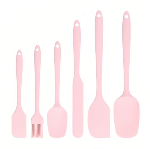 6 Pcs Pink Food-Grade Silicone Cooking Spatulas, Heat-Resistant Set | Non-Stick Kitchen Utensils For Baking, Mixing, Frying, Scraping And Stirring