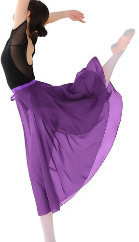 MUNAFIE Women Long Ballet Wrap Skirt Chiffon Dance Wrap Skirt Girls Gymnastics Ballet Skirts