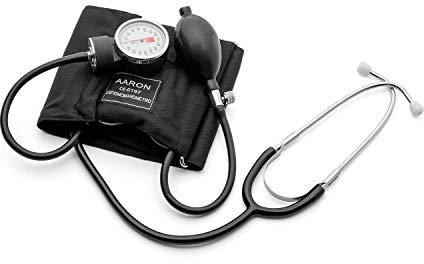 Tensiómetro aneroide con Fonendo AARON® | brazalete ajustable. Kit profesional para la medición de tensión arterial con fonendo. Esfigmomanómetro aneroide.