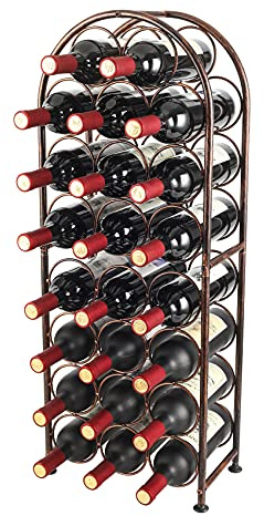 PAG Weinregal Metall 23 Flaschen Freistehendes Boden-Flaschenregal, Dekorativer Flaschenhalter-Ständer für Küche/Boden/Bar, Antik Braun