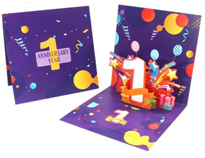 3D Pop-Up Jubiläumskarte 1. Jahrestag 1. Jubiläum Erstes Jubiläum Glückwunschkarte Geburtstagskarte Grußkarte mit Umschlag