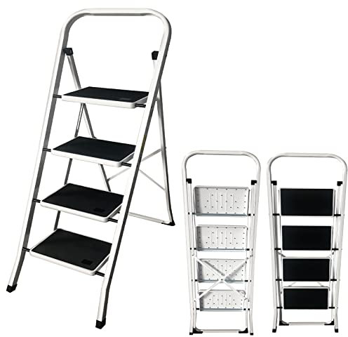 Step Ladder 4 Step Foldable 4 Step Ladder with Anti-Slip Wide Platform,Ideal for Home/Kitchen/Garage