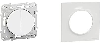 Schneider Electric Odace Double Interrupteur Va-et-vient Lumineux 10 A Blanc LED Orange 1,5 mA Plaque 1 Poste Styl à Vis