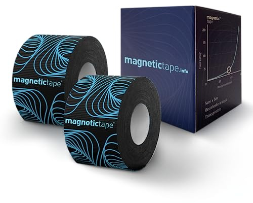 Magnetic Tape® (Pack de 2) 5mx5cm, Venda elástica adhesiva con partículas magnéticas, Kinesiotape, Vendaje neuromuscular, Kinesiology tape, Sport tape