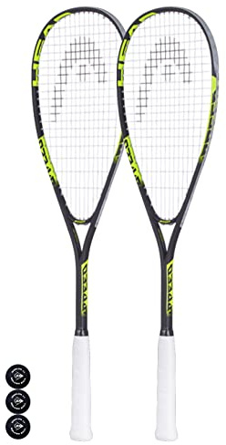HEAD Speed Pro Squash Racket Twin Bundle & 3 Squash Balls