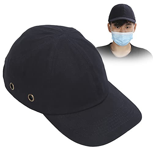 Baseball Bump Cap, Protective Work Hard Hat - Shock Absorbing Inner Helmet Design (Black)