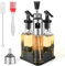 Oinvs Oil and Vinegar Bottle Set,Oil Dispenser,Oil Spray With Scale,with Stainless Steel Rack,Oil Dispenser, Olive Oil Bottle and Vinegar Bottle Glass, 5 Piece Set