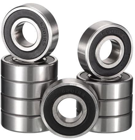HiPicco 6201-2RS Deep Groove Ball Bearings, ID 12mm x OD 32mm x Width 10mm Double Rubber Sealed Ball Bearing Pre-Lubricated Chrome Steel Z2 Lever 10pcs