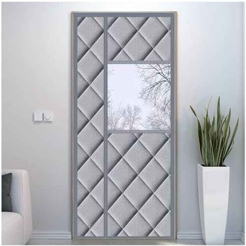 PJDDP Magnet Thermovorhang Wärmeschutzvorhang für Türen mit Sichtbarem Fenster, Winddicht Thermo Türvorhang Tür im Winter Isolierschutzvorhang Gegen Kälte und Hitze,WxH 150x210CM