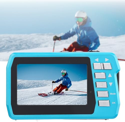 Fotocamera Subacquea 4K, Full HD 56MP Zoom Digitale 16X Fotocamera Digitale Impermeabile da 10 Piedi, Videocamera Selfie Compatta a Doppio Schermo per Nuoto Snorkeling, Batteria