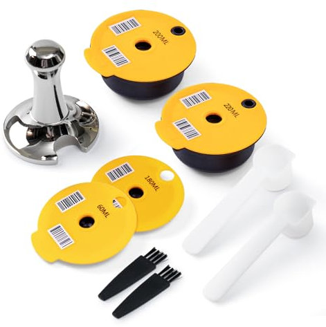 RECAFIMIL 2 Pack wiederverwendbare Kaffeekapsel 200/220 ml mit 2 zusätzlichen Deckeln 60/180 ml nachfüllbare Kaffeekapseln mit Manipulationen für Bosch Tassimo -Maschineo Mehrwegkapseln