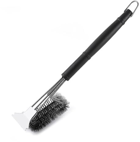 SIGANDG Spazzola Barbecue, Spazzola per Griglia con Raschietto, Pulizia a 360°, Manico Isolante Termico Extra Lungo Spazzola BBQ per Griglia a Gas, Griglia a Carbone