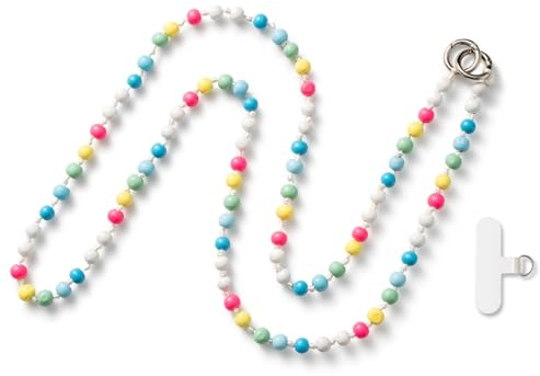 MORSUNBELA Handykette Perle Handyband zum Umhängen Perlenkette Blau | 120 cm Lanyard mit bunten Holzperlen für Schlüsselband, Handy, Tasche, Ausweis und Handyanhänger