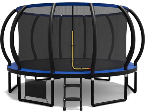 Flamaker Trampolin Outdoor Ø 228/305/366/427cm mit Zweilagiger Schutznetzpfosten, Stabile Rahmenkonstruktion, Wetterfest und rostfrei, Gartentrampolin für Kinder & Erwachsene Belastbarkeit 150kg