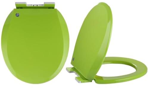 Dazzluxe Soft Close PP Toilet Seat, Colorful O-Shaped Toilet Seats with Adjustable Hinges, Quiet No Slamming Round Toilet Lid And Seat, Quick Release for Easy To Assemble & Clean,Green