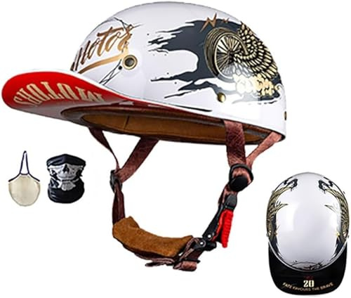 Casco Scodella Portatile Mezzi Caschi Jet Mezzo Caschi Da Motociclista Vintage Caschi Cromwell Caschi Casco A Scodella Scooter Motorino ECE/DOT Omologato Mezzo Elmetto Da Moto 2,XXL