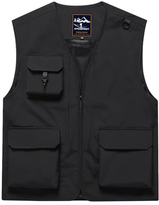 HYCOPROT Gilet da Pesca Uomo Outdoor Viaggio Gilet Casual Senza Maniche per Uomo Leggero Impermeabile Giacca Utility Cargo da Lavoro Cappotto Invernale con 5 Tasche Caccia Escursionismo Arrampicata