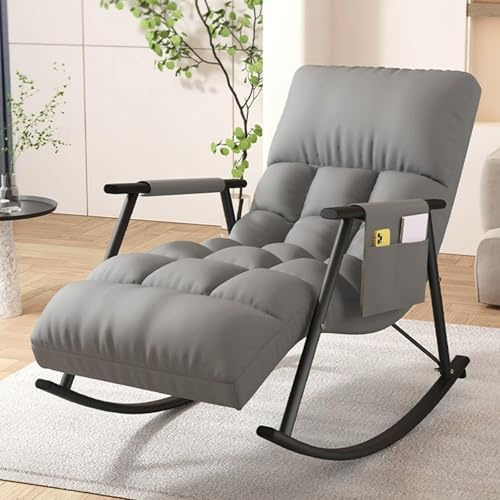 JIESOO Bedroom Rocking Chair Adjustable Backrest with Armrests Comfortable Sofa Lounger,Ergonomic for Garden Living Room Indoor