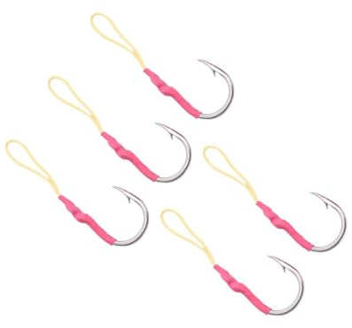 HOLIDYOYO 5 Piezas Anzuelos de Pesca con Púas Resistente la Corrosión para Agua Salada de Herramientas de Pesca Profesional para Cebo y Mar