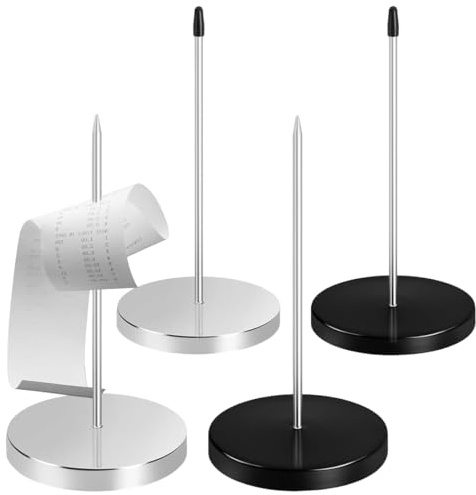 VRYNDH 4Pcs Pincho Tickets Datafono | Pinchos para Notas | Oficina Accesorios | Pincho para Tickets | Pincha Papeles | Soporte Notas | P Porta Comandas Hosteleria(Dos plateados y dos negros)
