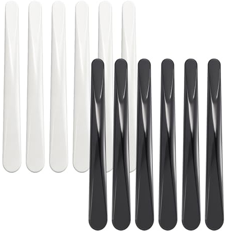 Desenda 12 PCS Cosmetic Spatula, Plastic Makeup Spatula for Face Cream | Makeup Spatula, Double-ended, 6PCS White, 6PCS Black, Fit for Eye Creams, Chapsticks