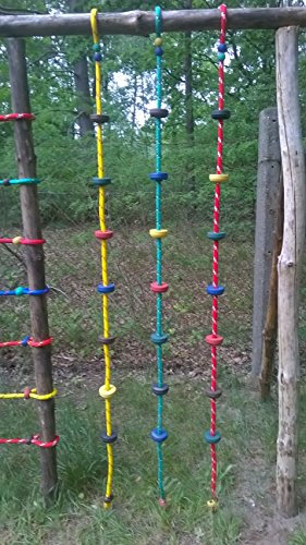 Sellon24 Kletterseil Ø16mm 200cm Kinder mit Kunststoff Stufen Kunststoffknoten Kettertau