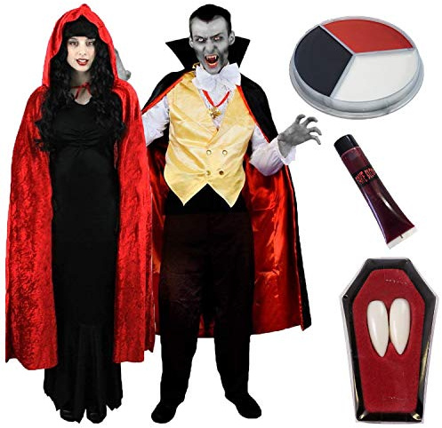 I LOVE FANCY DRESS Disfraz para Parejas DE Vampiros Conjunto TEMATICO para Hombre (M) DE Dracula Y Mujer Vampira (M) con Accesorios
