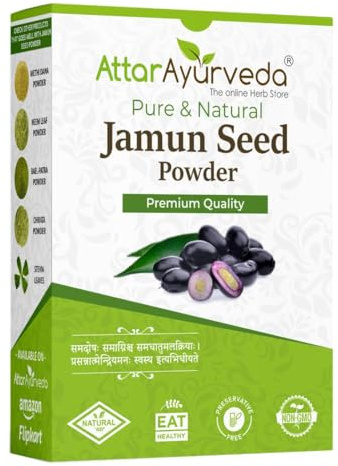 Attar Ayurveda Jamun Seed Powder | Finely Ground from Dried Jamun Seeds | Natural & Pure Herbal Powder for Daily Wellness | No Additives or Preservatives | 250g