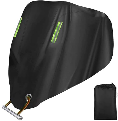 Motorcycle Cover All Season,Universal Weather Quality Waterproof Sun Outdoor Protection Scooter Shelter Tear Proof Night Reflective & Lock-Holes Storage Bag Fits up to 105 Motorcycles Vehicle
