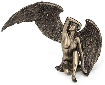 happyDko Figur nackte Frau, Bronze-Effekt: Engel der Sens 2, Höhe 18 cm