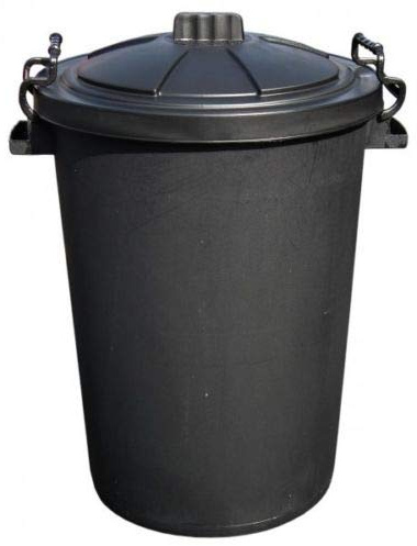 Srendi® Small/Medium/Large Black Plastic Bin Heavy Duty Refuse Bin With Lockable Lid Ideal for Outdoor/Rubbish/Waste/Dustbin/Animal Feed (Medium 85Litre)