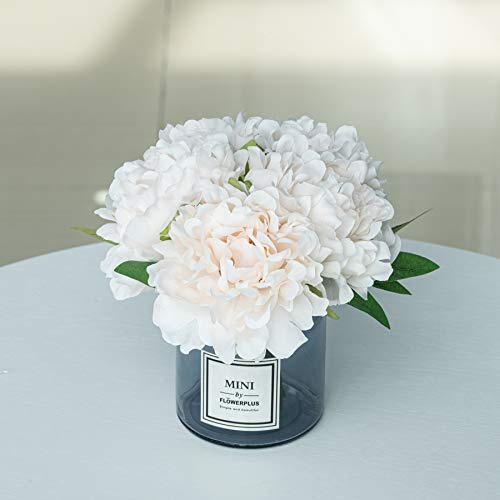 Billibobbi , Künstliche Blumen mit Vase, künstliche Pfingstrosen in Grauer Vase, Kunstblumenarrangements für Heimdekoration, Champagner, klein