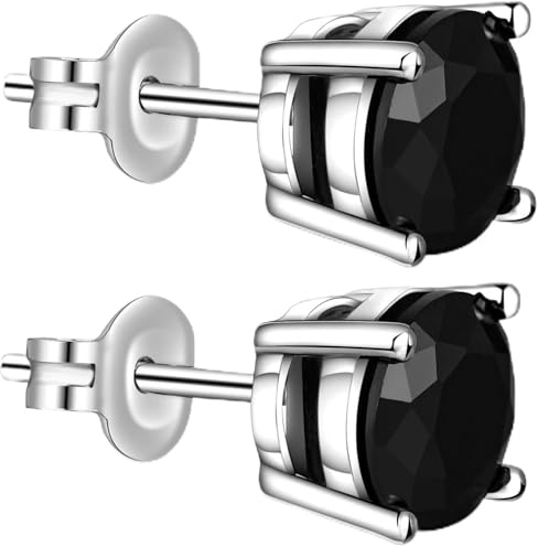 Pendientes Negro Diamante Hombre Pendiente Mujer Negro Pendiente Diamante Hombres Plata Pendientes 7mm