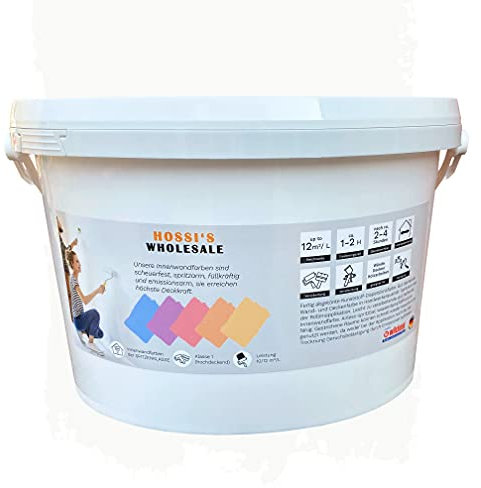 Hossi's Wholesale 2,5 Liter Premium Wandfarbe Snow Atmosphere Weiß matt | geruchslos | tropf- und spritzgehemmt
