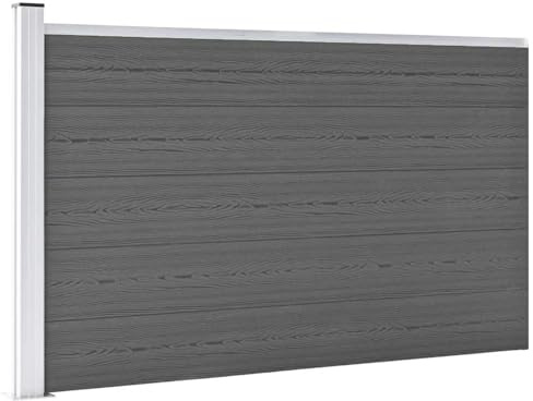 Tidyard Clôture de Jardin WPC | Ensemble Complet de Clôture de Protection Jardin | Bordure pour vergers,parterres de Fleurs,sentiers | Mur d'Intimité Barrière Brise-Vent pour Terrasse |180x105cm Gris