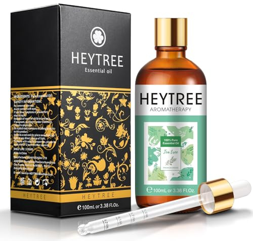 HEYTREE Tea Tree Essential Oil - Nail & Skin Care, Strengthens Nails | Pure & Natural Tea Tree Oil - Perfect for Foot Care, Spot-Prone Skin, Scalp Refresh, Cleaning & Diffuser - Vegan