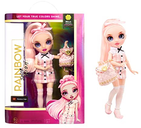 RAINBOW HIGH Junior High - Bella Parker - Poupée Mannequin Arc-en-Ciel de 23 cm avec 1 Tenue et Accessoires Dont 1 Sac à Dos en Tissu Qui s’ouvre/se Ferme – À Offrir & à Collectionner, 6 Ans +