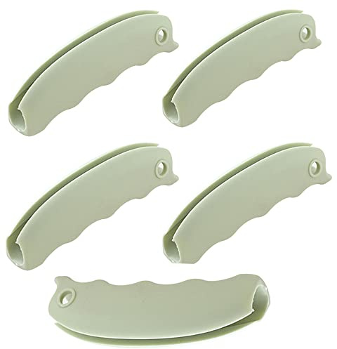 Silicone Plastic Bag Handle Carrier Comfortable Shopping Carry Bag Handle for Grocery Plastic Bag,Gargage Bag(Green 5PCS)