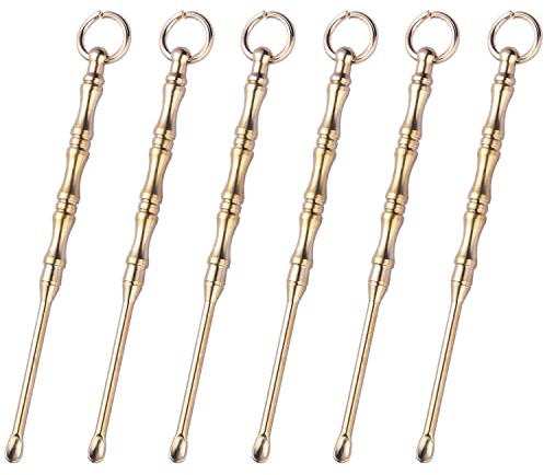 JKJF 6 Stück Mini Löffel Schaufel Micro Scoop Metall Schnupf Löffel Vintage Tiny Powder Löffel Scoops Mini Löffel Schlüsselanhänger Anhänger Charms Halskette Schleife für Gewürze Sand Salze - Bambus