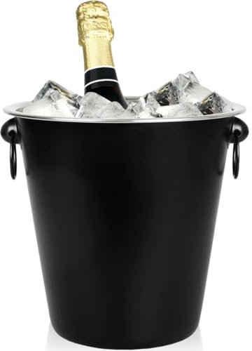Sektkühler aus Edelstahl mit Griffen Ø 22,5 cm Eiskübel Sekt Wein & Champagner Party Hochzeit Schwarz
