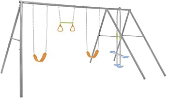 Intex 44131 – Kinderschaukel mit Zwei Sitzen, Schaukelwippe und Trapez, Stahl, Grau, 442x235x200 cm