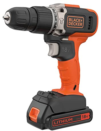 BLACK+DECKER BCD003C1C-QW Trapano a percussione 18v con batteria 1.5Ah e caricabatteria