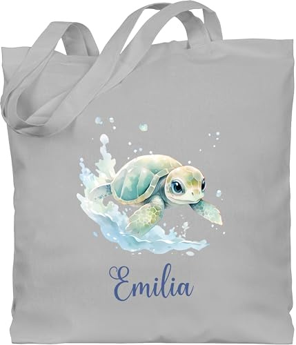 Geschenk mit Namen personalisiert by Shirtracer - Baumwolltasche - Schildkröte mit Name personalisiert I Zootiere I Panzertier