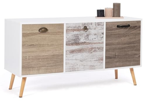 IDMarket - Buffet Bas scandinave 113 cm Bahia 3 Portes
