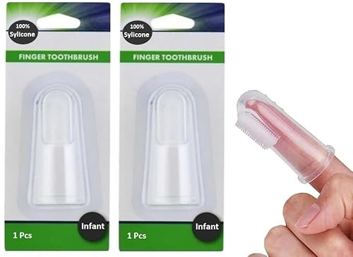 AmeriCan Goods 2/Pcs Baby Finger Toothbrush Silicone Infant Finger Cleaning Massager Brush for Teeth & Gums