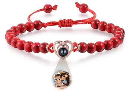 ALBERTBAND Armband mit Bild Personalisierte Foto Projektions Armbänder Foto Armband mit Eigenem Foto Geschenke mit Foto Herz Fotoarmband Geschenke für Männer und Frauen