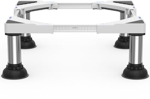 DEWEL Base de machine à laver réglable, cadre de base pour machine à laver pour réfrigérateur, sèche-linge et congélateur, charge maximale 300 kg, réglable 43-62 cm, 15-18 cm, blanc